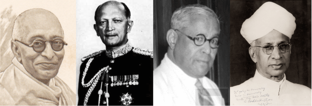 C. Rajagopalachari, General K M Cariappa, John Mathai and Dr S Radhakrishnan