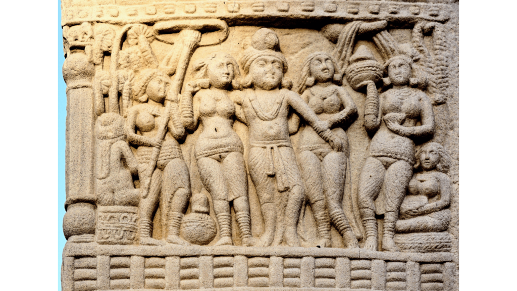 Ashoka with his queens