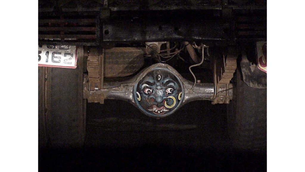 Face painted on truck to keep evil eye away